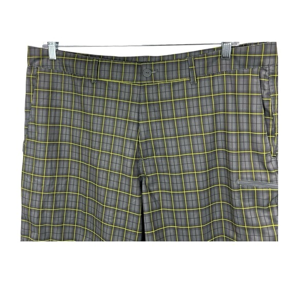 North Face FlashDry Shorts SZ 40 Gray Yellow Plaid Drawstring Cargo Pocket - Picture 2 of 9
